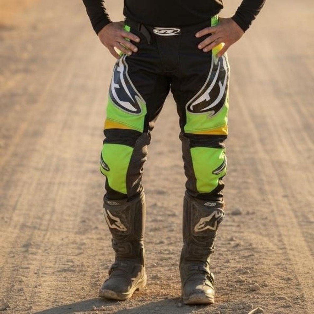JT Racing Motocross Pants Neon Green Black Yellow Mens Size 28 Dirt Bike Riding